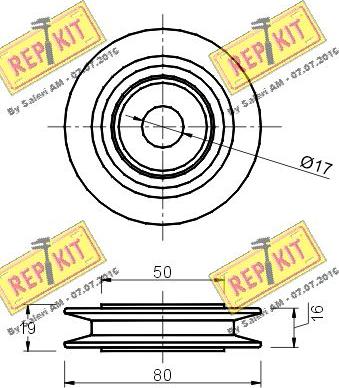 REPKIT RKT1652 - Pulley, v-ribbed belt autospares.lv