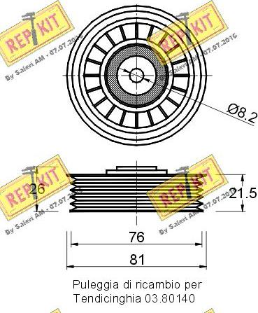 REPKIT RKT1858 - Pulley, v-ribbed belt autospares.lv