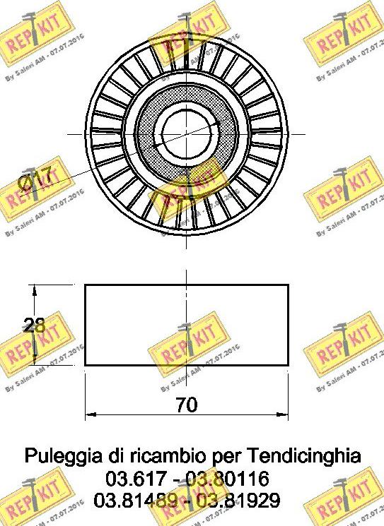 REPKIT RKT1802 - Pulley, v-ribbed belt autospares.lv