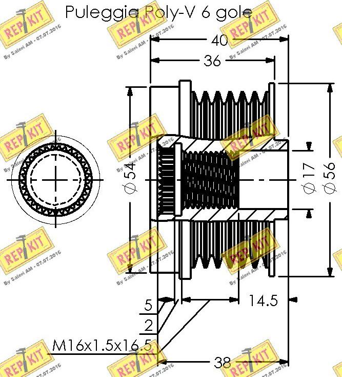 REPKIT RKT3480 - Pulley, alternator, freewheel clutch autospares.lv