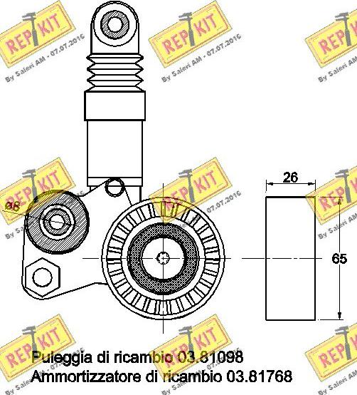 REPKIT RKT3483 - Belt Tensioner, v-ribbed belt autospares.lv