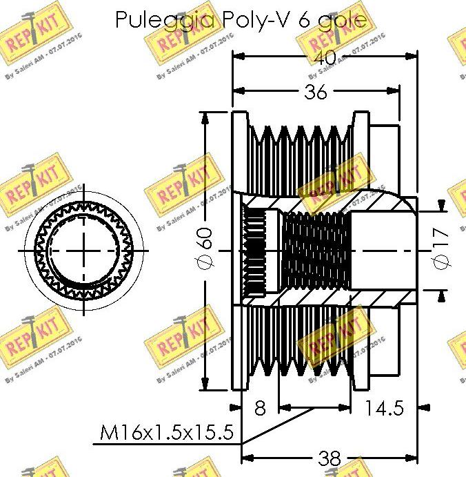 REPKIT RKT3564 - Pulley, alternator, freewheel clutch autospares.lv