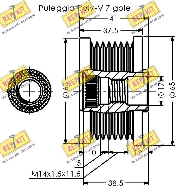 REPKIT RKT3526 - Pulley, alternator, freewheel clutch autospares.lv