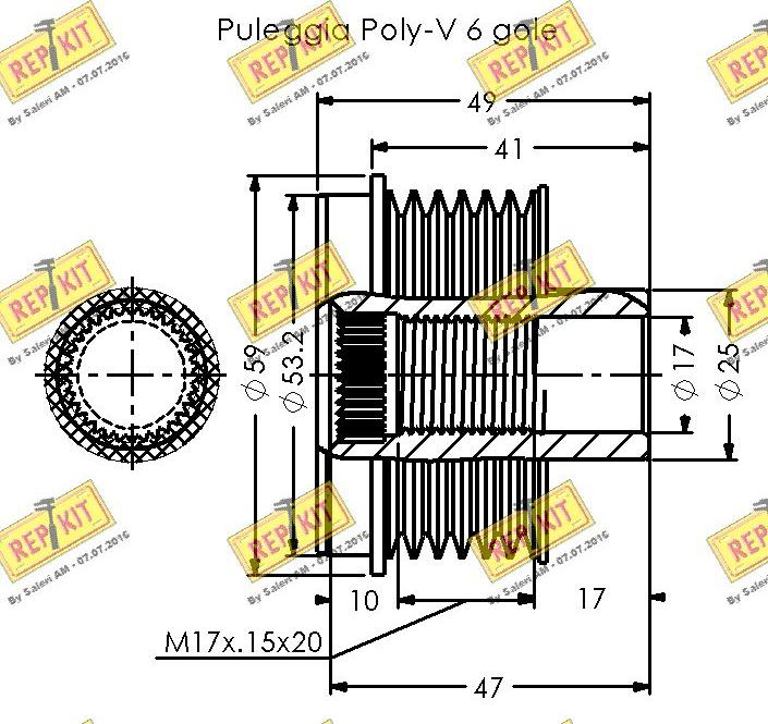 REPKIT RKT3527 - Pulley, alternator, freewheel clutch autospares.lv