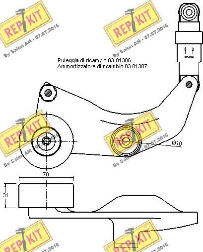 REPKIT RKT3165 - Belt Tensioner, v-ribbed belt autospares.lv