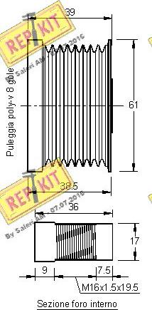 REPKIT RKT3107 - Pulley, alternator, freewheel clutch autospares.lv