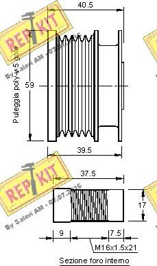 REPKIT RKT3113 - Pulley, alternator, freewheel clutch autospares.lv