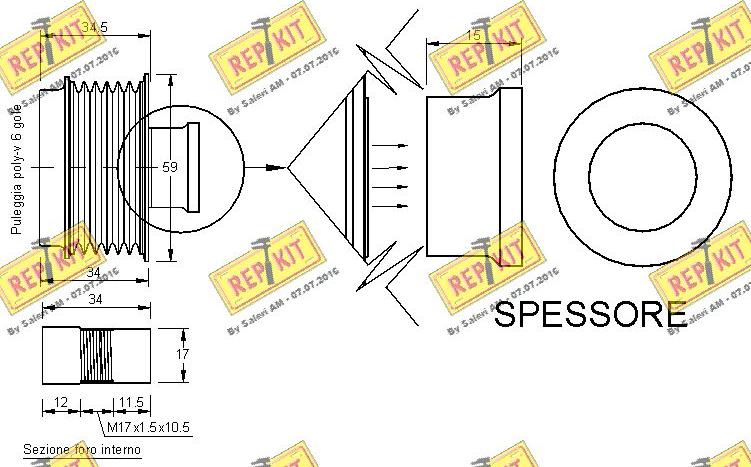 REPKIT RKT3128 - Pulley, alternator, freewheel clutch autospares.lv