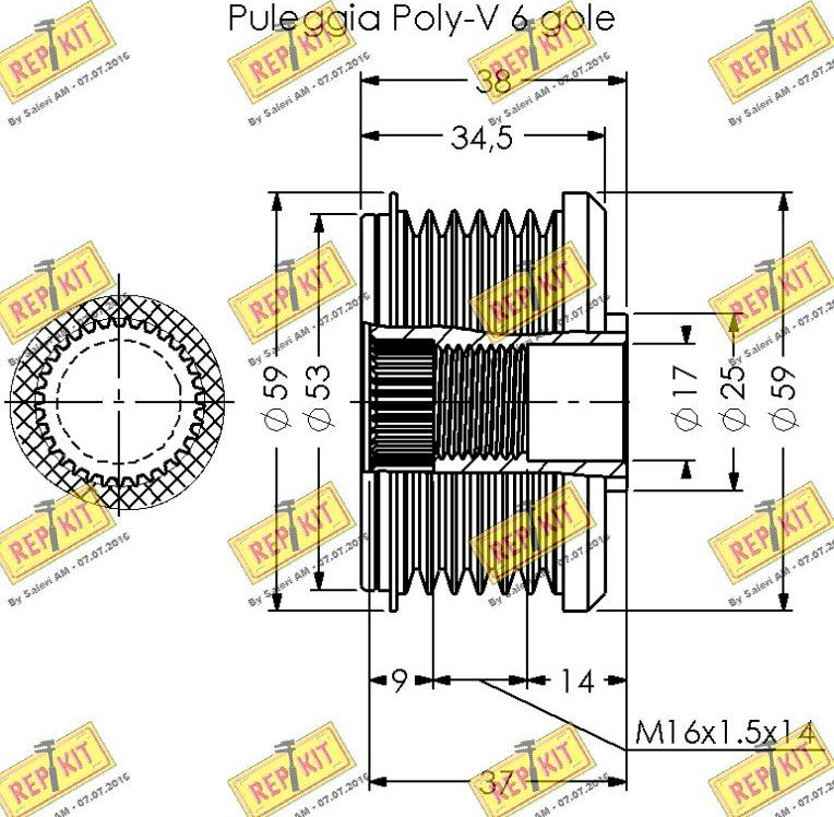 REPKIT RKT3367 - Pulley, alternator, freewheel clutch autospares.lv