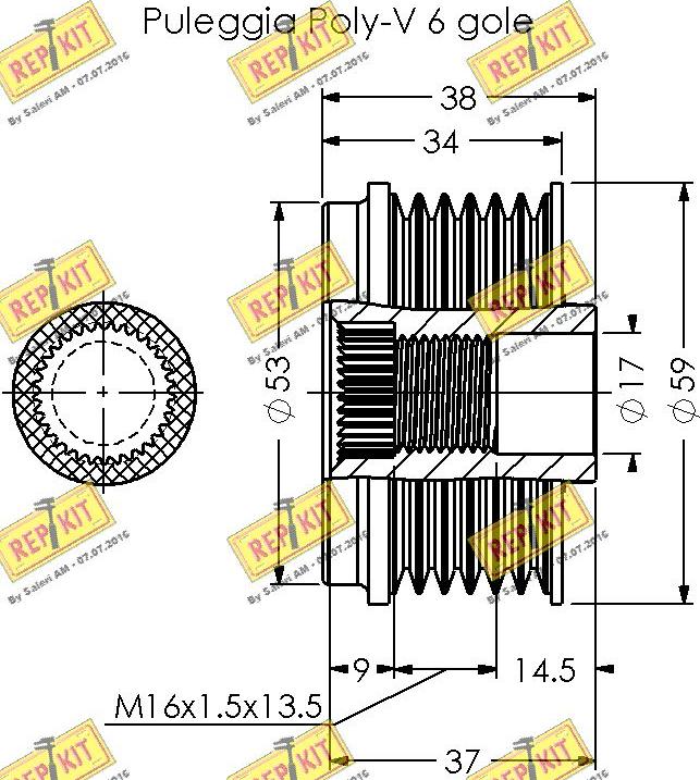 REPKIT RKT3388 - Pulley, alternator, freewheel clutch autospares.lv