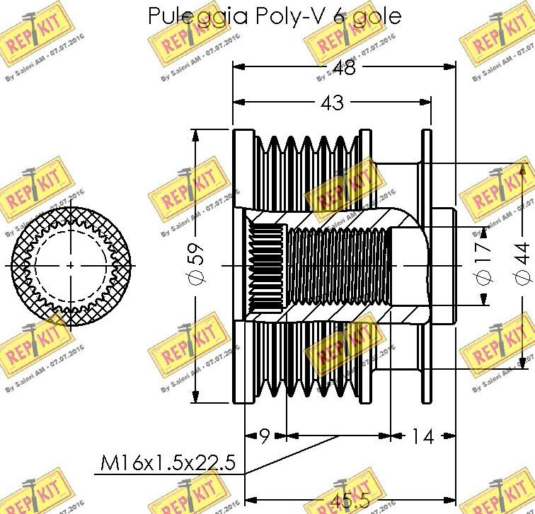 REPKIT RKT3387 - Pulley, alternator, freewheel clutch autospares.lv