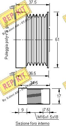 REPKIT RKT2421 - Pulley, alternator, freewheel clutch autospares.lv