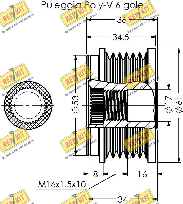 REPKIT RKT2065 - Pulley, alternator, freewheel clutch autospares.lv