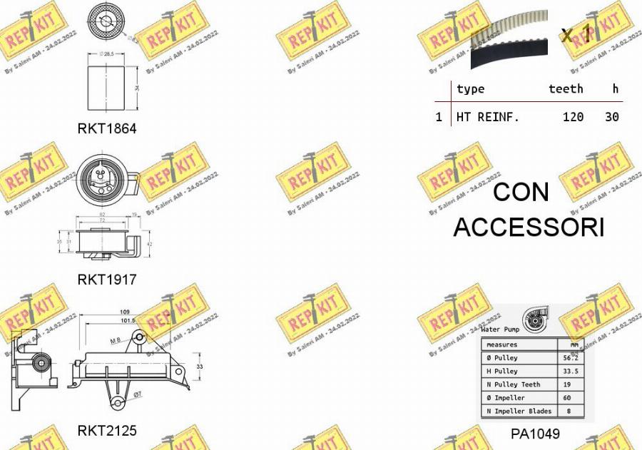 REPKIT RKTK0941PA2 - Water Pump & Timing Belt Set autospares.lv