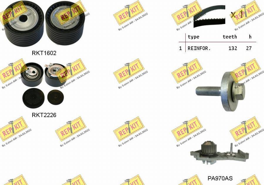 REPKIT RKTK0912PA - Water Pump & Timing Belt Set autospares.lv