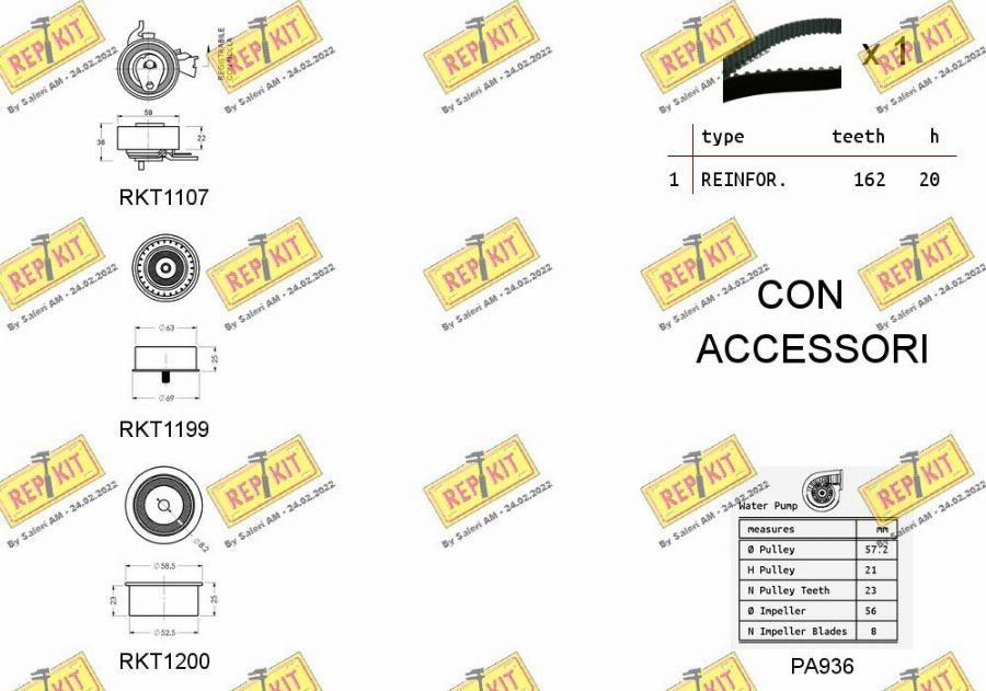 REPKIT RKTK0848PA - Water Pump & Timing Belt Set autospares.lv