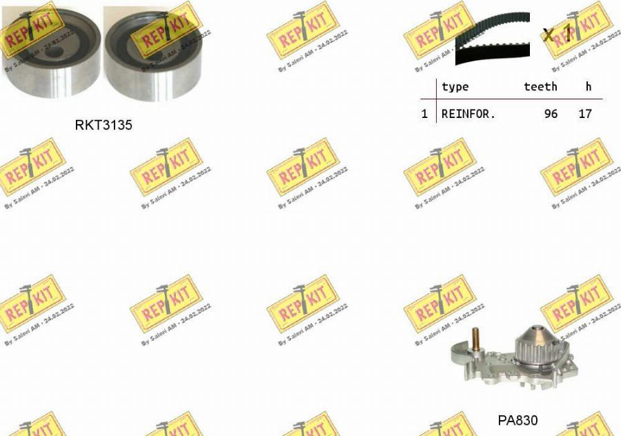 REPKIT RKTK1115PA - Water Pump & Timing Belt Set autospares.lv