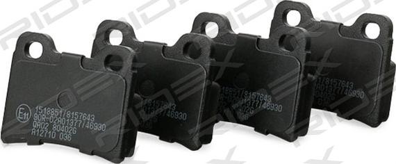 RIDEX 402B0598 - Brake Pad Set, disc brake autospares.lv