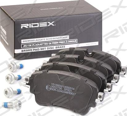 RIDEX 402B1217 - Brake Pad Set, disc brake autospares.lv