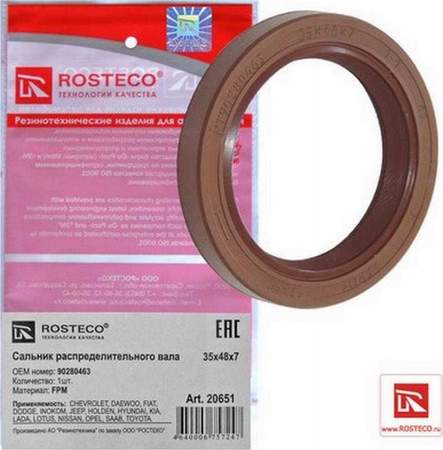 Rosteco 20651 - Shaft Seal, camshaft autospares.lv