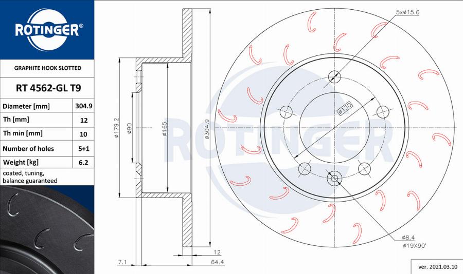 Rotinger RT 4562-GL T9 - Brake Disc autospares.lv