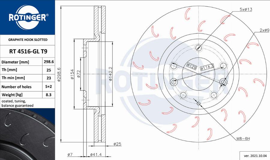 Rotinger RT 4516-GL T9 - Brake Disc autospares.lv