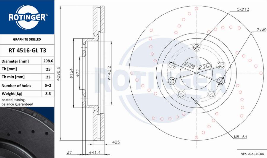 Rotinger RT 4516-GL T3 - Brake Disc autospares.lv