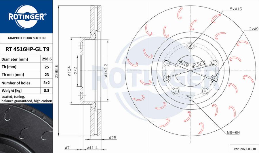 Rotinger RT 4516HP-GL T9 - Brake Disc autospares.lv