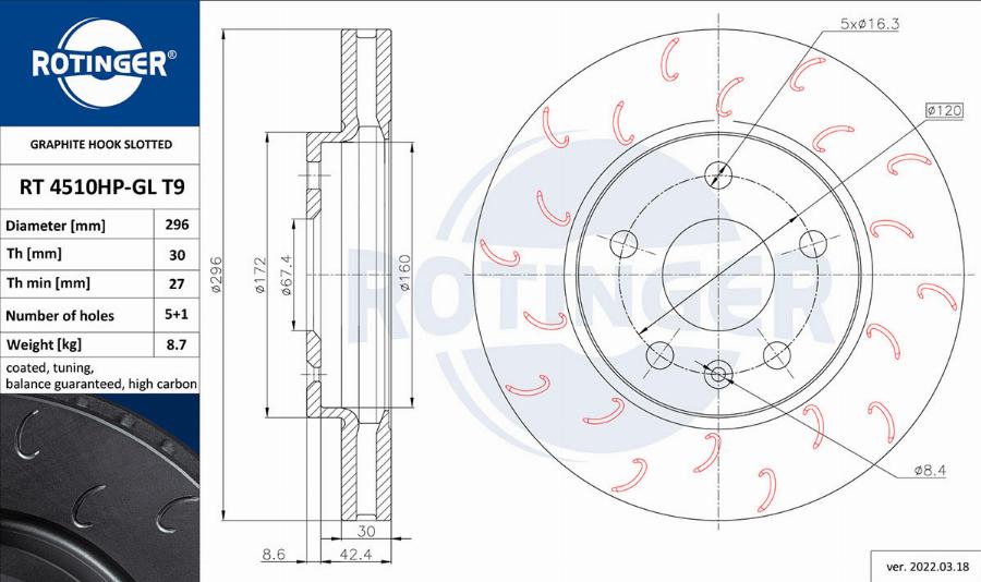 Rotinger RT 4510HP-GL T9 - Brake Disc autospares.lv