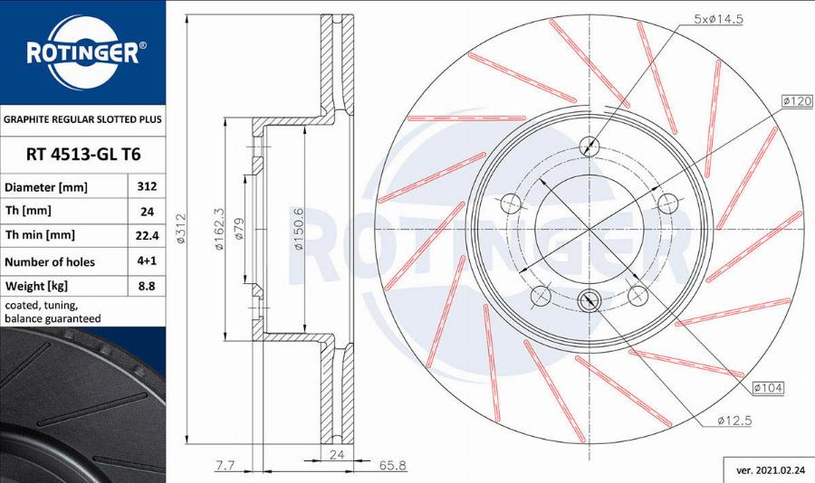 Rotinger RT 4513-GL T6 - Brake Disc autospares.lv