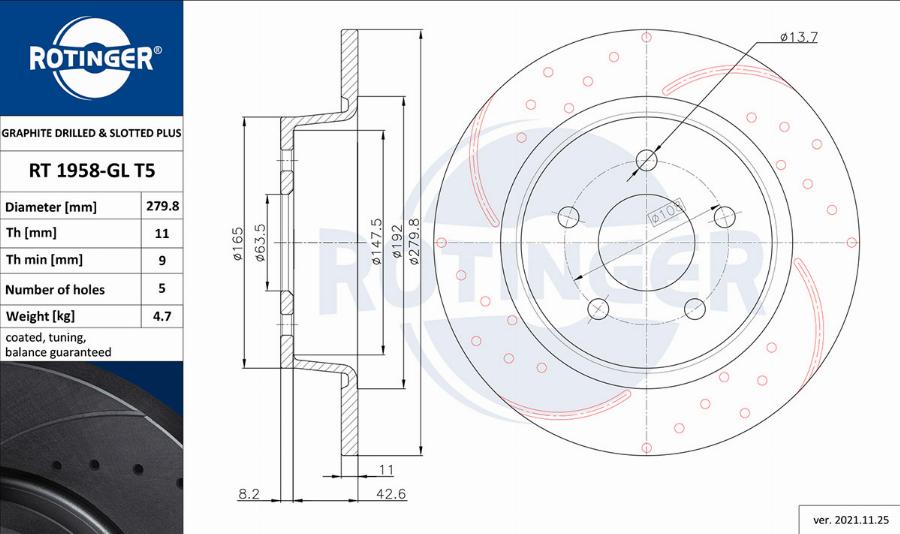 Rotinger RT 1958-GL T5 - Brake Disc autospares.lv