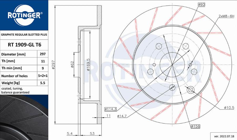 Rotinger RT 1909-GL T6 - Brake Disc autospares.lv