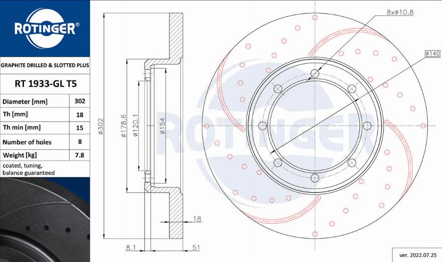 Rotinger RT 1933-GL T5 - Brake Disc autospares.lv