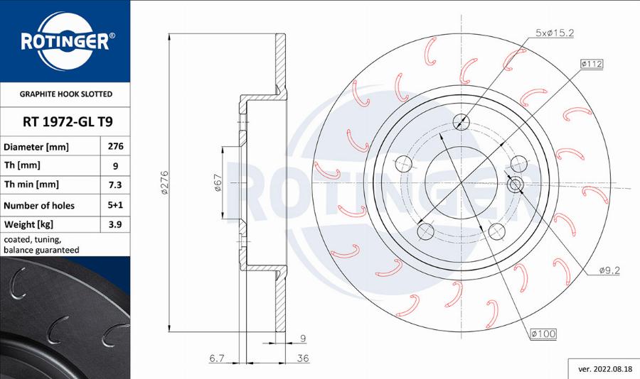 Rotinger RT 1972-GL T9 - Brake Disc autospares.lv