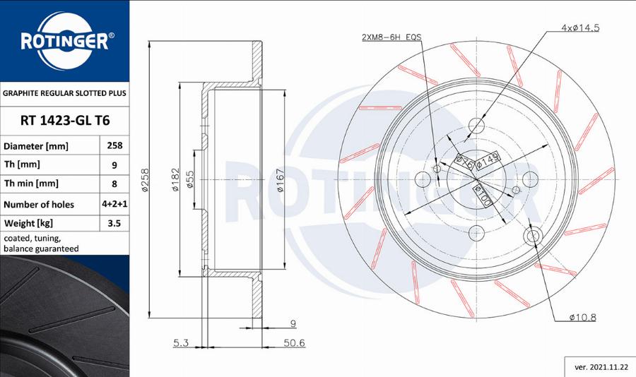 Rotinger RT 1423-GL T6 - Brake Disc autospares.lv