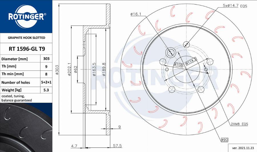 Rotinger RT 1596-GL T9 - Brake Disc autospares.lv