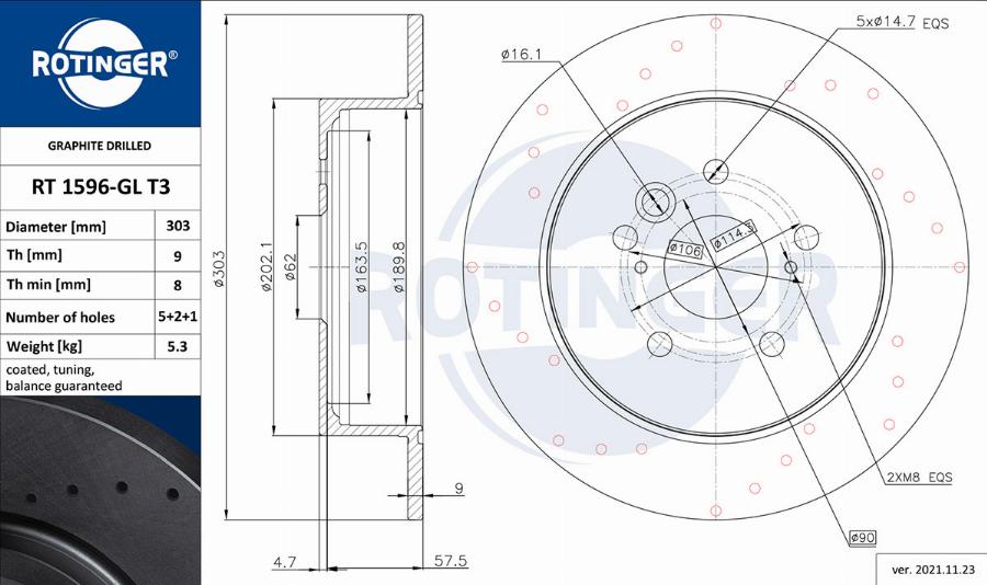 Rotinger RT 1596-GL T3 - Brake Disc autospares.lv