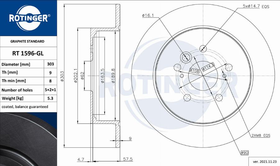 Rotinger RT 1596-GL - Brake Disc autospares.lv