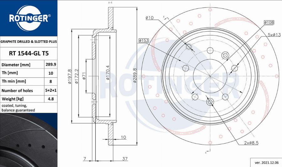 Rotinger RT 1544-GL T5 - Brake Disc autospares.lv