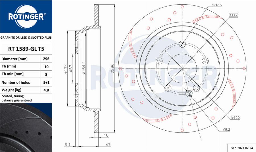 Rotinger RT 1589-GL T5 - Brake Disc autospares.lv