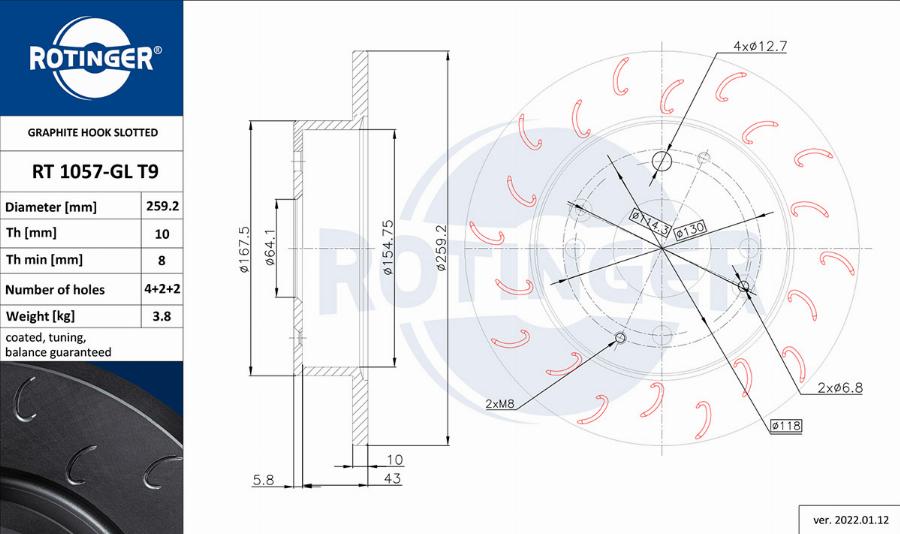 Rotinger RT 1057-GL T9 - Brake Disc autospares.lv