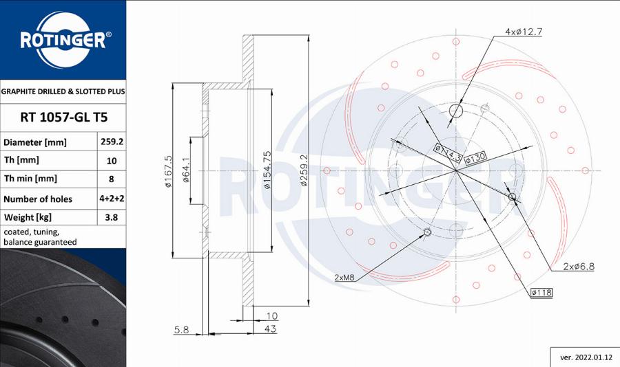 Rotinger RT 1057-GL T5 - Brake Disc autospares.lv