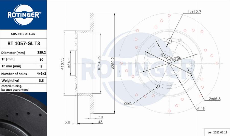 Rotinger RT 1057-GL T3 - Brake Disc autospares.lv