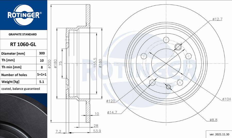 Rotinger RT 1060-GL - Brake Disc autospares.lv