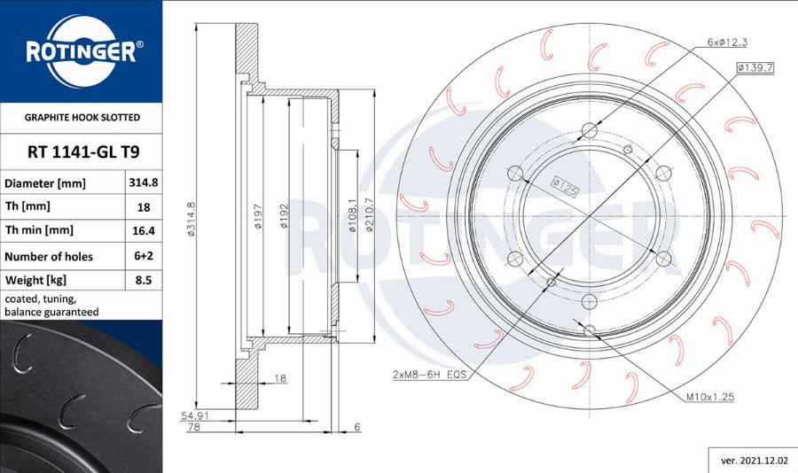 Rotinger RT 1141-GL T9 - Brake Disc autospares.lv