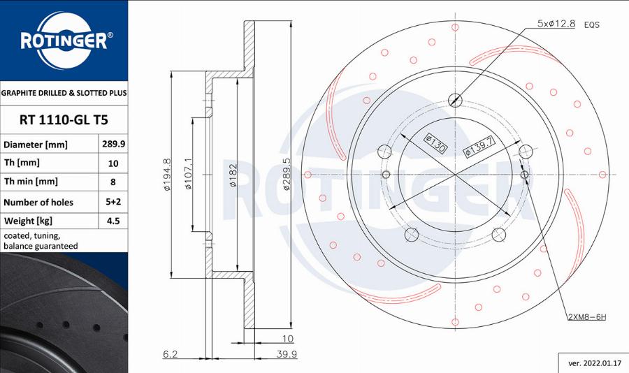 Rotinger RT 1110-GL T5 - Brake Disc autospares.lv