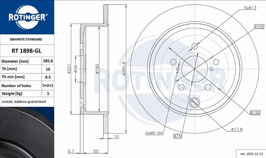 Rotinger RT 1898-GL - Brake Disc autospares.lv