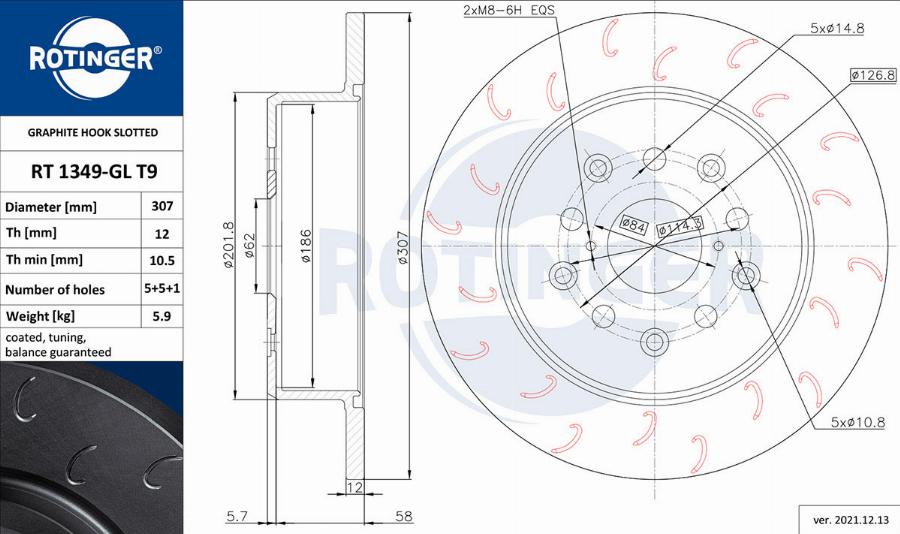 Rotinger RT 1349-GL T9 - Brake Disc autospares.lv