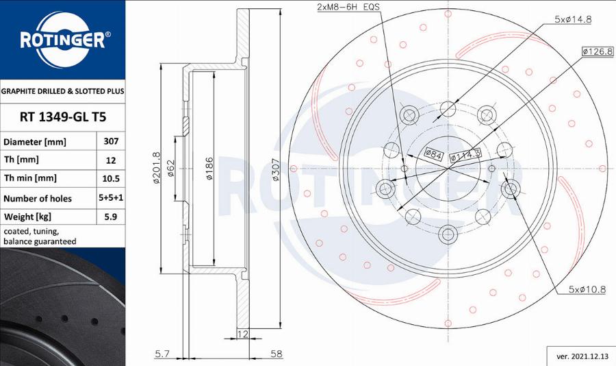 Rotinger RT 1349-GL T5 - Brake Disc autospares.lv