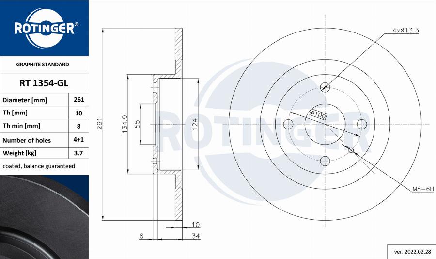 Rotinger RT 1354-GL - Brake Disc autospares.lv